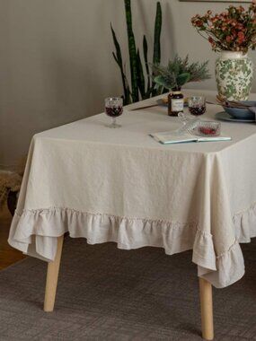 100% Cotton Tablecloth, Ruffle, 60" X 84" NWOT